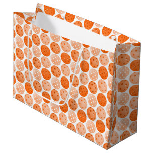 Pickleball Ball, Orange Pickleball Balls on White Large Gift Bag