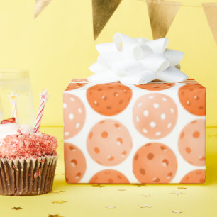 Pickleball Ball, Orange Pickleball Balls on White Wrapping Paper