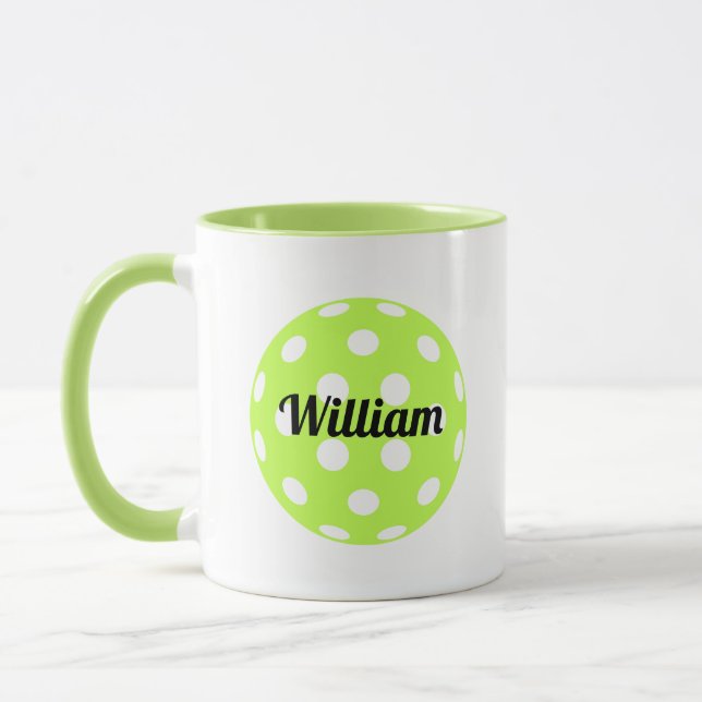 Pickleball Ball Personalised Name Green Mug (Left)