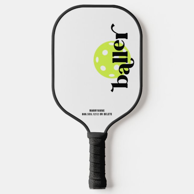 Pickleball Baller Personalised Name Paddle (Front)