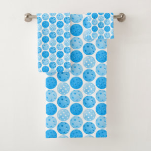 Pickleball Balls - Blue Pickleball Balls on White Bath Towel Set
