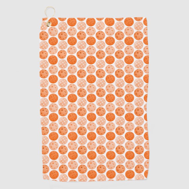 Pickleball Balls, Orange Pickleball Balls on White Golf Towel (Front)