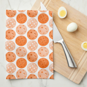 Pickleball Balls, Orange Pickleball Balls on White Tea Towel