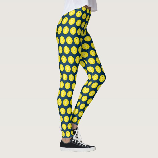 Pickleball Balls Yellow Blue Patterned Leggings (Right)
