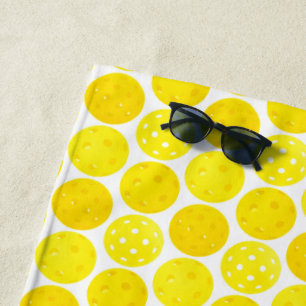 Pickleball Balls, Yellow Pickleball Balls on White Beach Towel