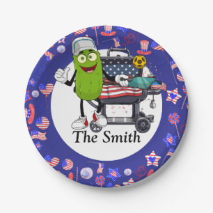 Pickleball Barbecue  4th July Independence Day  Paper Plate
