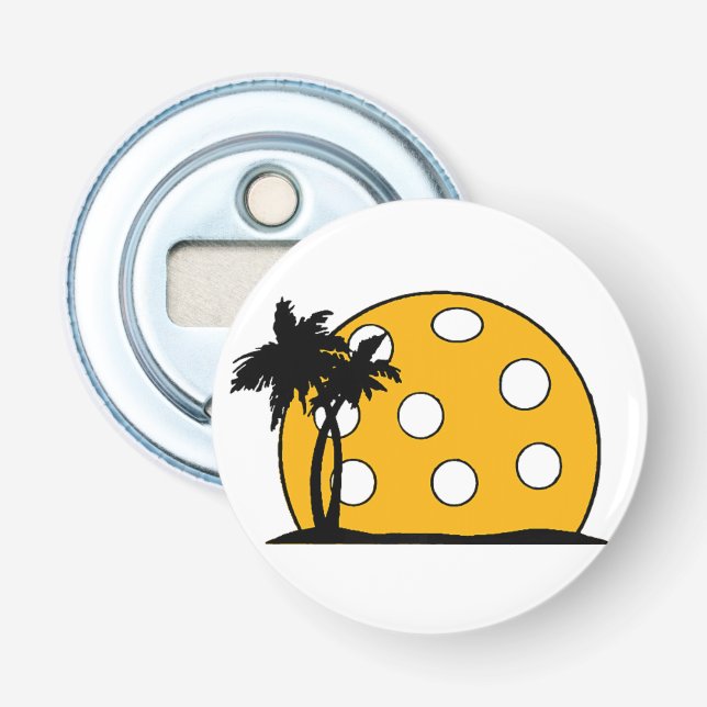 Pickleball Beach Sunset Bottle Opener (Front)