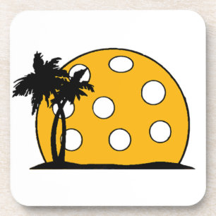 Pickleball Beach Sunset Coaster