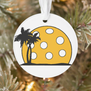 Pickleball Beach Sunset Ornament
