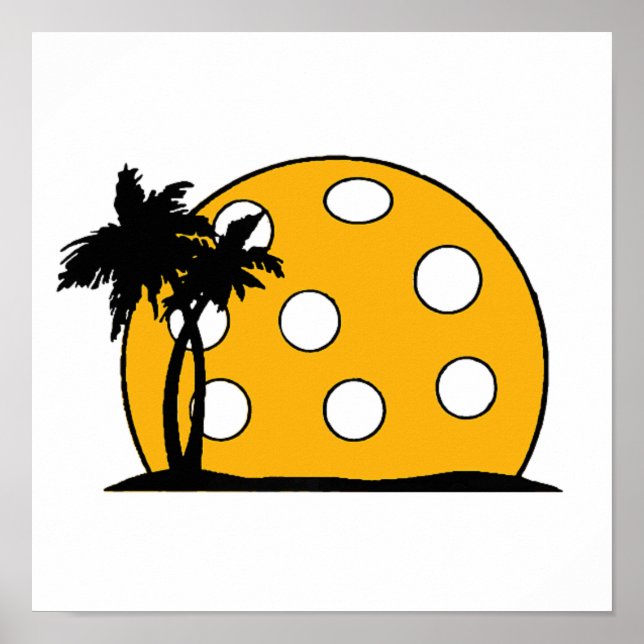 Pickleball Beach Sunset Poster (Front)