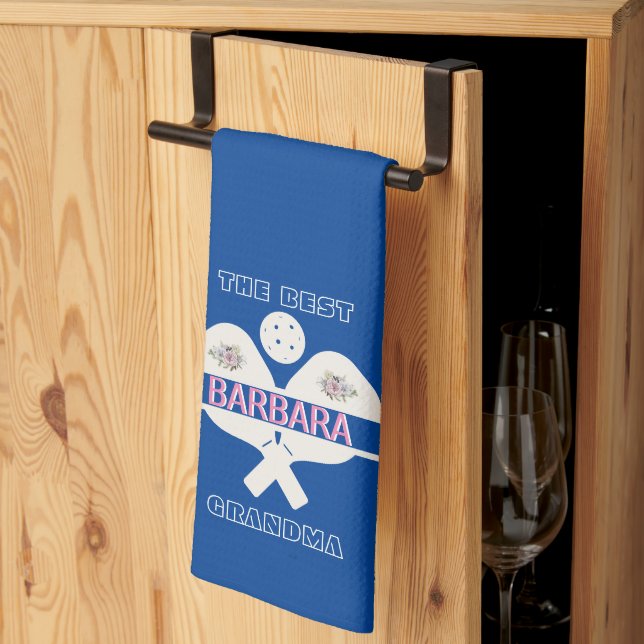 Pickleball Best Grandma Floral Paddle  Tea Towel (Thirds Fold)