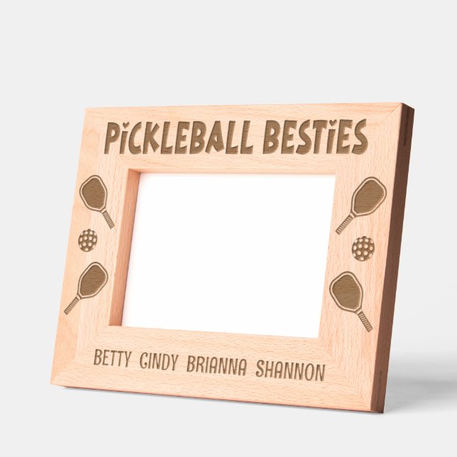 Pickleball Besties Group of Women Friends Names Etched Frames (Left)