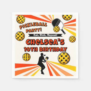 Pickleball Birthday Girls Party Retro Player Napkin
