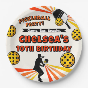 Pickleball Birthday Girls Party Retro Player Paper Plate