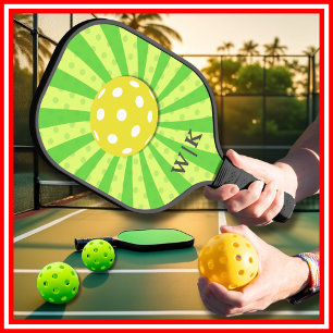 Pickleball Birthday Green RETRO Stripes Sports Pickleball Paddle