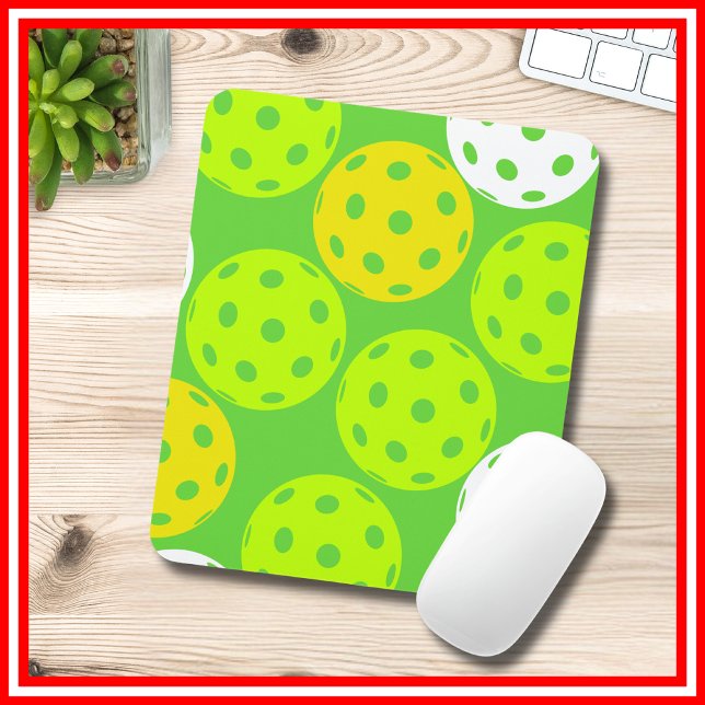 Pickleball Birthday Party Cute Green Sports Mouse Mat (Creator Uploaded)