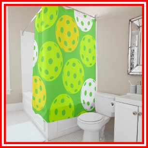 Pickleball Birthday Party Cute Green Sports Shower Curtain