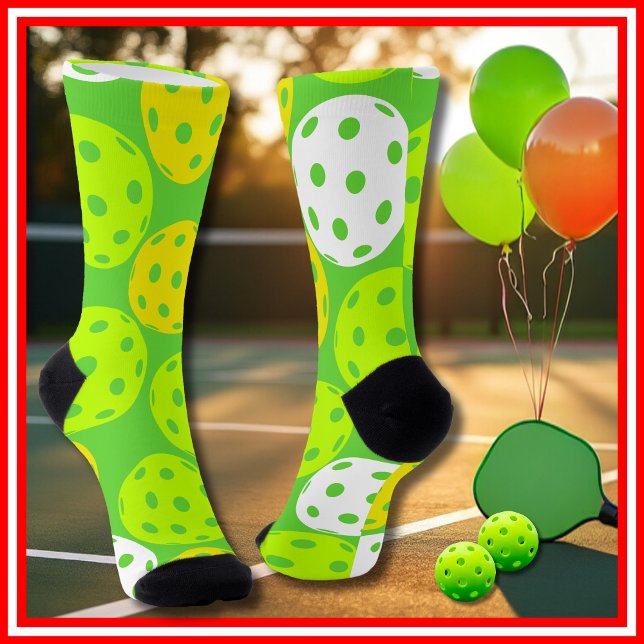 Pickleball Birthday Party Cute Green Sports Socks (Pickleball Birthday Party Cute Green Sports Socks)