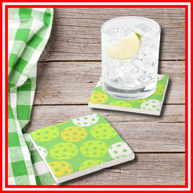 Pickleball Birthday Party Cute Green Sports Stone Coaster (Creator Uploaded)