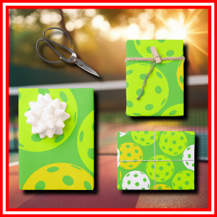 Pickleball Birthday Party Cute Green Sports Wrapping Paper Sheet