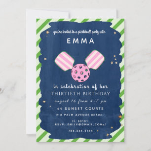 Pickleball Birthday Party Invitation Card