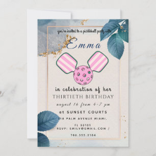 Pickleball Birthday Party Invitation Card