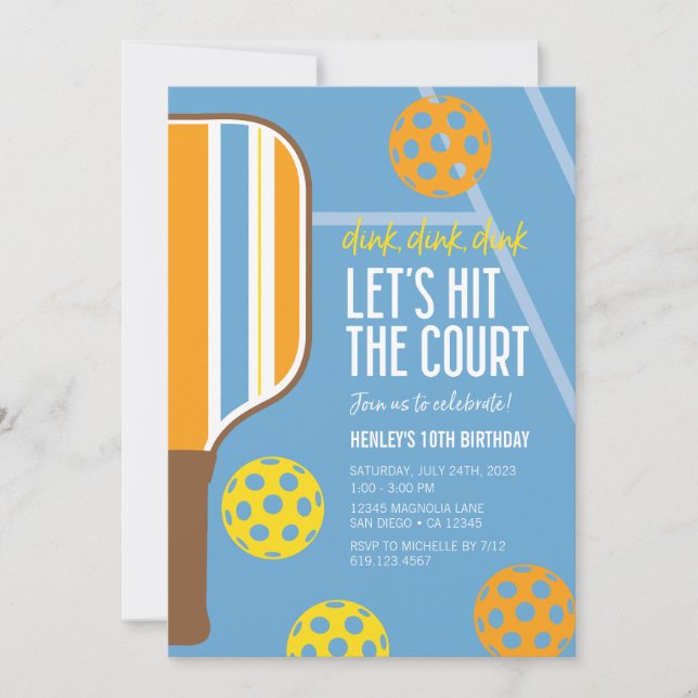 Pickleball Birthday Party Invitation • Dink Dink (Front)