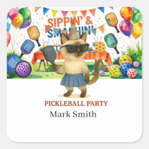 Pickleball Birthday Party Square Sticker