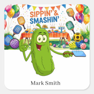 Pickleball Birthday Party Square Sticker