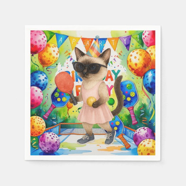 Pickleball Birthday Party themed for cat lovers Napkin (Front)