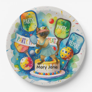 Pickleball Birthday Party themed for cat lovers Paper Plate