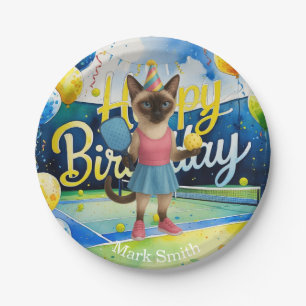Pickleball Birthday Party themed for cat lovers Paper Plate