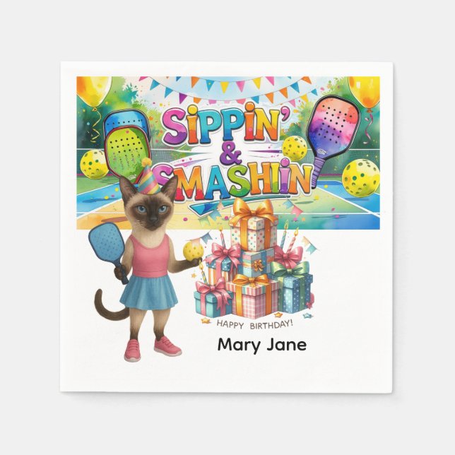 Pickleball Birthday Party themed Napkin (Front)