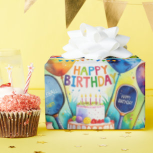 Pickleball Birthday themed Wrapping Paper Sheets