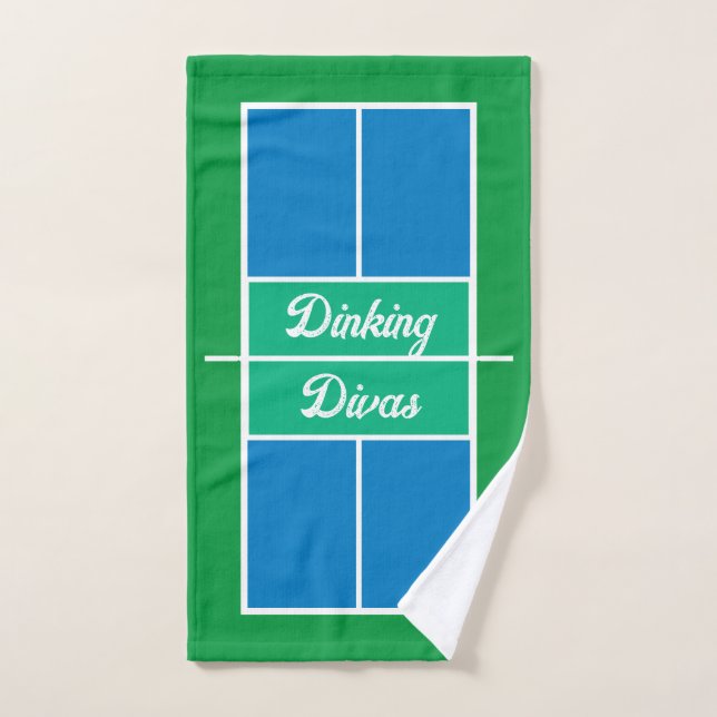 Pickleball Blue Green Court Team Name Sweat Hand Towel (Hand Towel)