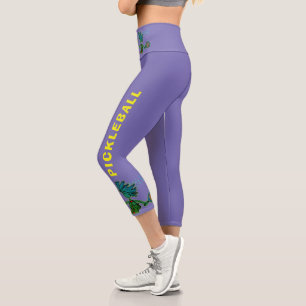 Pickleball Blue Green Whimsy Capri Leggings