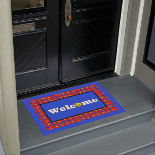 Pickleball Blue Paddles Yellow Balls 4th of July Doormat