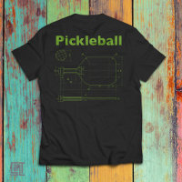Pickleball Blueprint Paddle Design Funny Retro