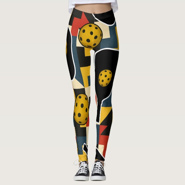 Pickleball Bold Van Doesburg Composition Leggings (Front)