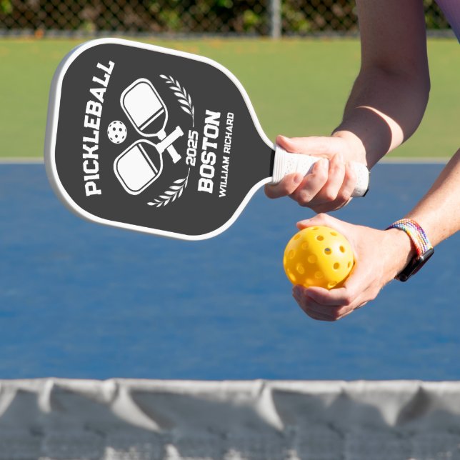 Pickleball Boston 2025 Black and White Custom  Pickleball Paddle (Insitu)