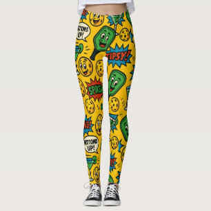 Pickleball Bottoms Up! Smiley Ball Court Leggings
