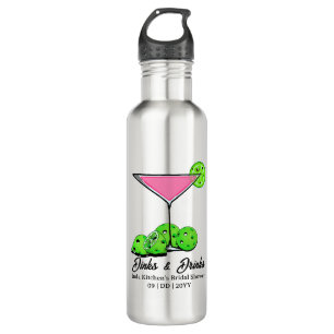 Pickleball Bridal Shower Pink Cocktail Personalize 710 Ml Water Bottle