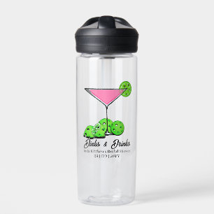 Pickleball Bridal Shower Pink Cocktail Personalize Water Bottle