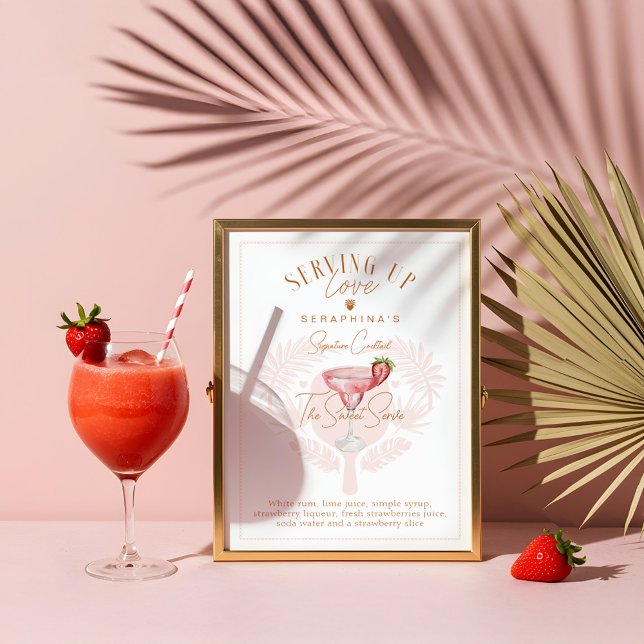 Pickleball Bridal Shower Watercolor Cocktail Drink Poster (Pickleball Bridal Shower Watercolor Cocktail Drink Poster)
