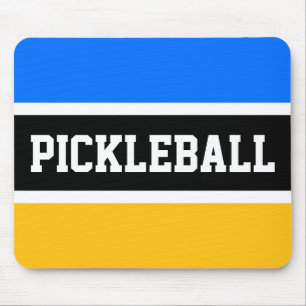 PICKLEBALL Bright Blue Yellow Black White Stripes Mouse Mat