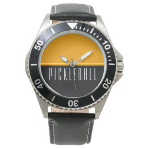 PICKLEBALL Bright Yellow Orange Black Colour Block Watch