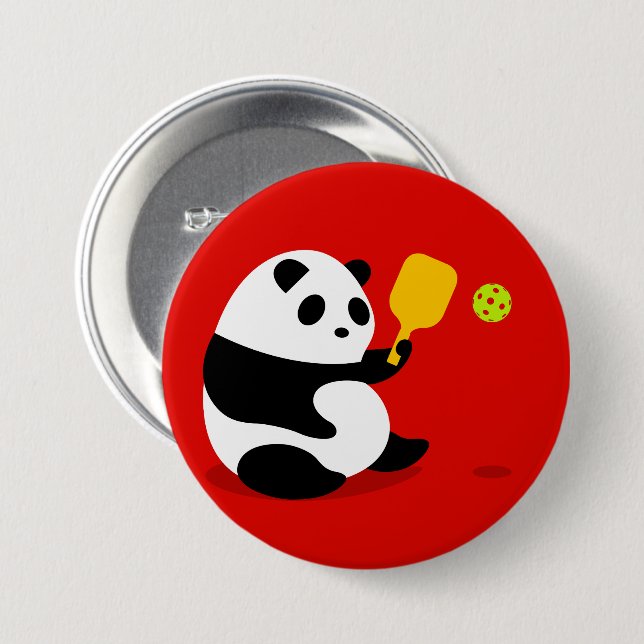 Pickleball Button: "Pickleball Panda" 7.5 Cm Round Badge (Front & Back)