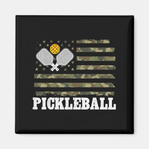 Pickleball Camo American Flag 4th of July Magnet