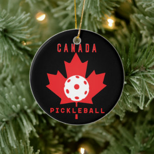 Pickleball Canada with custom text on the back Ceramic Tree Decoration