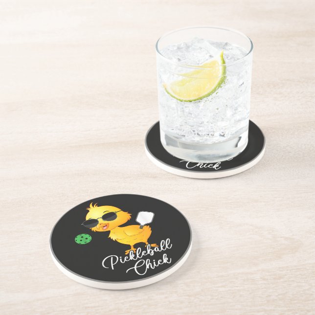 Pickleball Chick Funny Pickleball Coaster (Side)